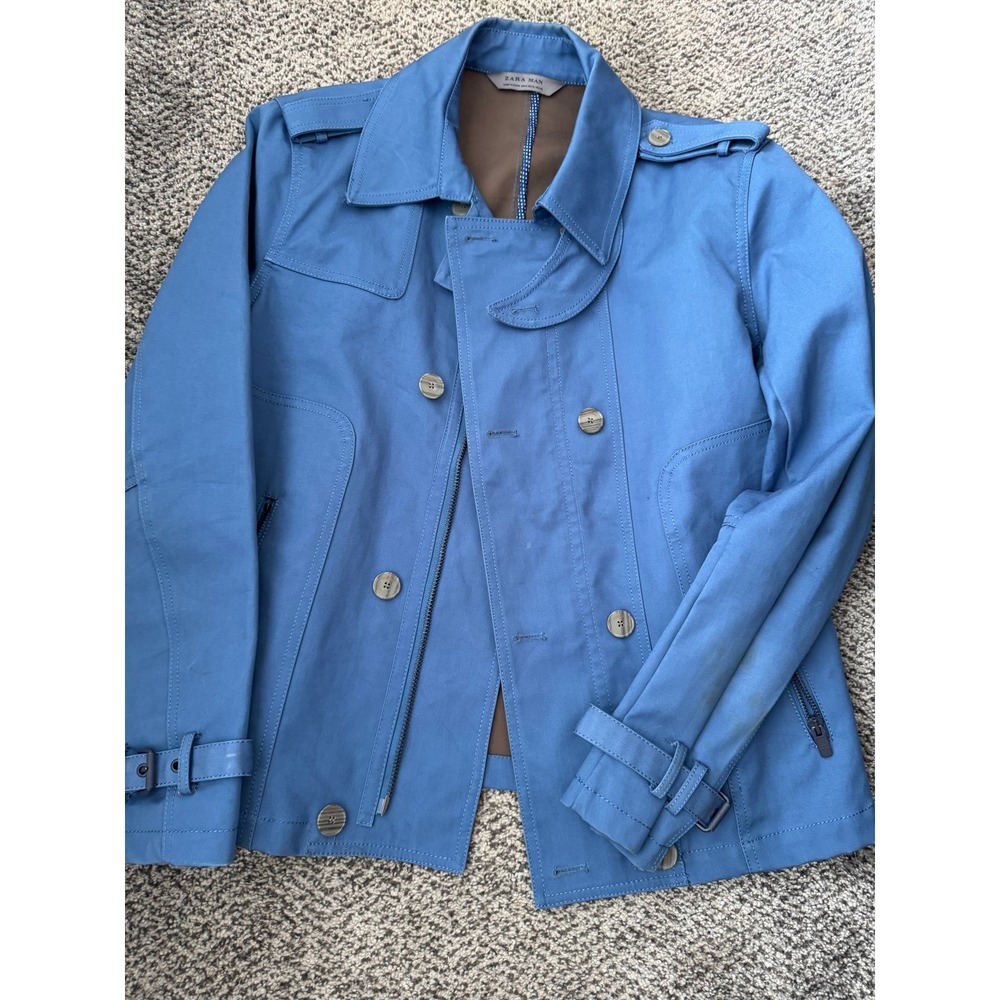 Zara Man Superman Blue Trench Coat, Unisex Streetwear Trench XL